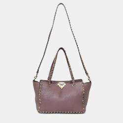 مملوكة مسبقًا Valentino Pink Leather Small Rockstud Trapeze Tote With Strap