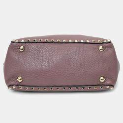 مملوكة مسبقًا Valentino Pink Leather Small Rockstud Trapeze Tote With Strap