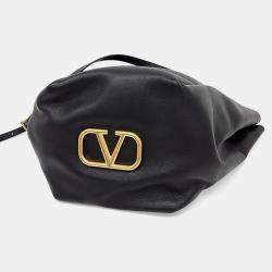 Pre Owned Valentino Black Leather Bucket Bag