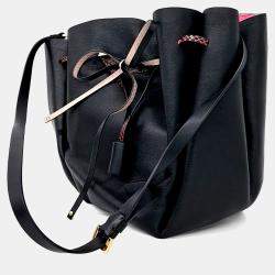 Pre Owned Valentino Black Leather Bucket Bag