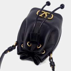 Pre Owned Valentino Black Leather V-Logo Signature Bucket Bag