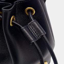 Pre Owned Valentino Black Leather V-Logo Signature Bucket Bag