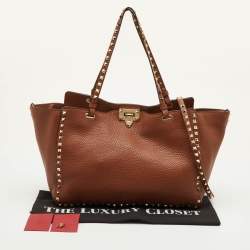 مملوكة مسبقًا حقيبة يد فالنتينو جلد بني متوسط روكستد ترابيز