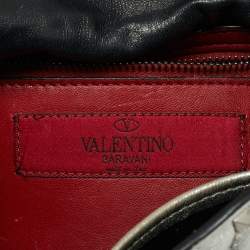 Pre Owned حقيبة كتف فالنتينو جلد مبطن مرصعة صخري فضي وسط