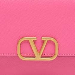 Pre Owned Valentino VLogo Pink Leather Convertible Shoulder Bag