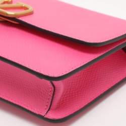 Pre Owned Valentino VLogo Pink Leather Convertible Shoulder Bag