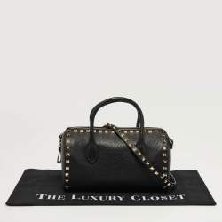 مملوكة مسبقًا Valentino Rockstud Black Leather Bowler Bag