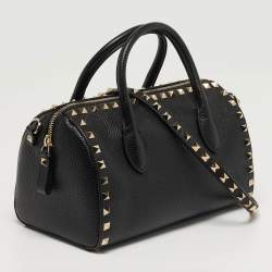 مملوكة مسبقًا Valentino Rockstud Black Leather Bowler Bag