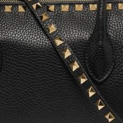 مملوكة مسبقًا Valentino Rockstud Black Leather Bowler Bag