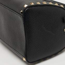 مملوكة مسبقًا Valentino Rockstud Black Leather Bowler Bag