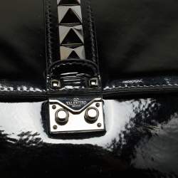 Pre Owned حقيبة فلانتينو غلايم لوك متوسطة جلد برّاق أسود بحليّ روكستد