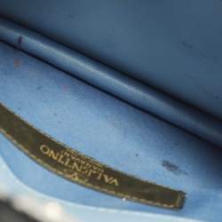 مملوكة مسبقًا حقيبة كلتش فالنتينو روكستد جلد أسود سلسلة