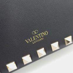 Pre Owned Valentino Black Leather Rockstud Mini Crossbody Bag