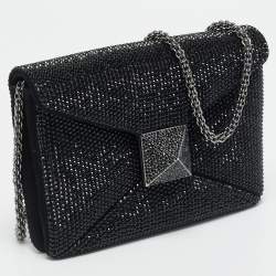 مملوكة مسبقًا Valentino Crystal Embellished One Stud Suede Shoulder Bag