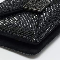 مملوكة مسبقًا Valentino Crystal Embellished One Stud Suede Shoulder Bag