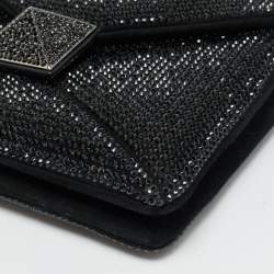 مملوكة مسبقًا Valentino Crystal Embellished One Stud Suede Shoulder Bag