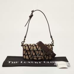 مملوكة مسبقًا حقيبة كتف فالنتينو فلوجو تويله أيقونوغراف قماش و جلد بيج/بني