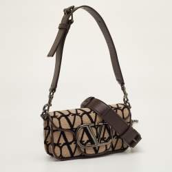 مملوكة مسبقًا حقيبة كتف فالنتينو فلوجو تويله أيقونوغراف قماش و جلد بيج/بني