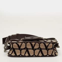 مملوكة مسبقًا حقيبة كتف فالنتينو فلوجو تويله أيقونوغراف قماش و جلد بيج/بني