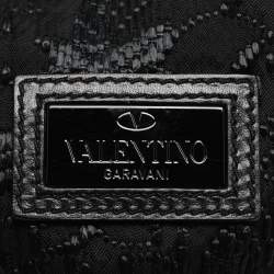 Pre Owned Valentino Bow Black Leather, Nylon and Straw Hobo