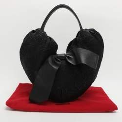 Pre Owned Valentino Bow Black Leather, Nylon and Straw Hobo