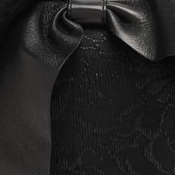 Pre Owned Valentino Bow Black Leather, Nylon and Straw Hobo