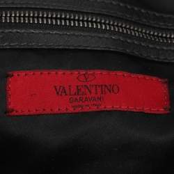 Pre Owned Valentino Bow Black Leather, Nylon and Straw Hobo