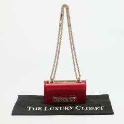 Pre Owned Valentino Va Va Voom Mini Red Leather Chain Clutch