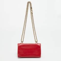 Pre Owned Valentino Va Va Voom Mini Red Leather Chain Clutch