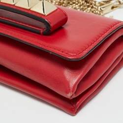 Pre Owned Valentino Va Va Voom Mini Red Leather Chain Clutch