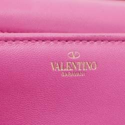 مملوكة مسبقًا Valentino One Stud Mini Pink Leather Flap Top Handle Bag