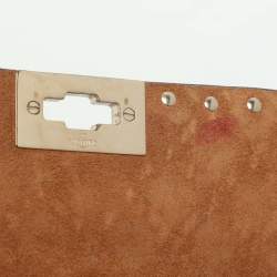 Pre Owned Valentino Rockstud Spike Medium Brown Leather Top Handle Bag