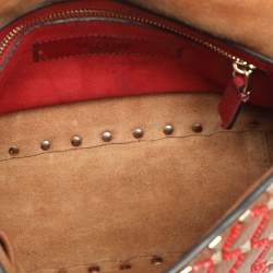 Pre Owned Valentino Rockstud Spike Medium Brown Leather Top Handle Bag