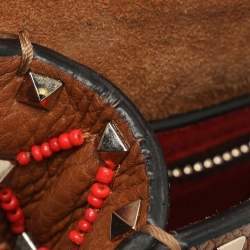 Pre Owned Valentino Rockstud Spike Medium Brown Leather Top Handle Bag