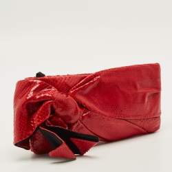 Pre Owned Valentino Bow Red Python Clutch