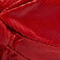 Pre Owned Valentino Bow Red Python Clutch