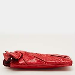 Pre Owned Valentino Bow Red Python Clutch