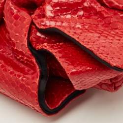 Pre Owned Valentino Bow Red Python Clutch