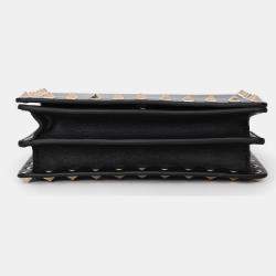 مملوكة مسبقًا حقيبة فالنتينو سوداء جلد روكستد صغيرة بسلسلة