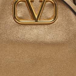 مملوكة مسبقًا Valentino VLogo Mini Gold Leather Bucket Bag