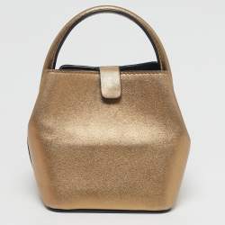 مملوكة مسبقًا Valentino VLogo Mini Gold Leather Bucket Bag