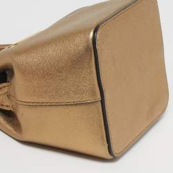 مملوكة مسبقًا Valentino VLogo Mini Gold Leather Bucket Bag