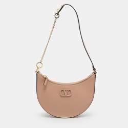 Pre Owned حقيبة فالنتينو شعار V صغيرة جلد بيج