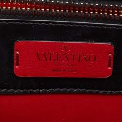 Pre Owned حقيبة كتف فالنتينو في إل تي إن سلسلة رفرف جلدية سوداء