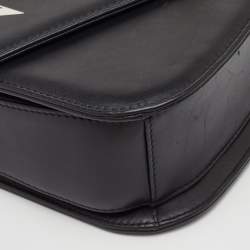 Pre Owned حقيبة كتف فالنتينو في إل تي إن سلسلة رفرف جلدية سوداء