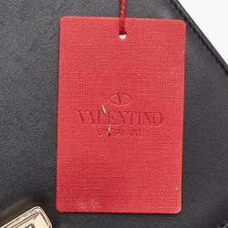 Pre Owned حقيبة كتف فالنتينو في إل تي إن سلسلة رفرف جلدية سوداء