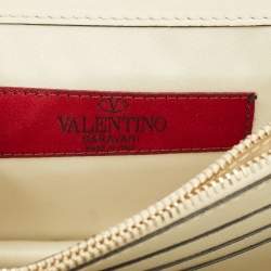 مملوكة مسبقًا Valentino Rockstud Mini Off White Leather Flap Chain Crossbody Bag