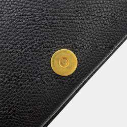 مملوكة مسبقًا Valentino Garavani V Logo Signature Chain Wallet Black Calf Leather