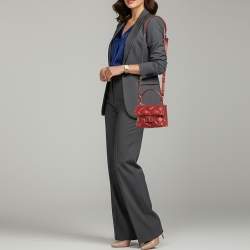 Pre Owned Valentino Candystud Red Quilted Leather Top Handle Bag