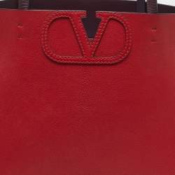 Pre Owned Valentino VLogo Fillme Red/Burgundy Leather Tote